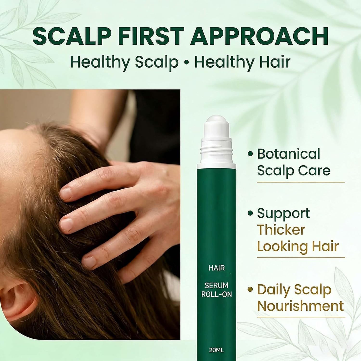 Roota Hair Growth Serum Roll-On,Au Romarin, Sérum Revitalisant pour Cheveux Plus Denses, Soin Anti-Chute pour Hommes et Femmes (3 Pièce)