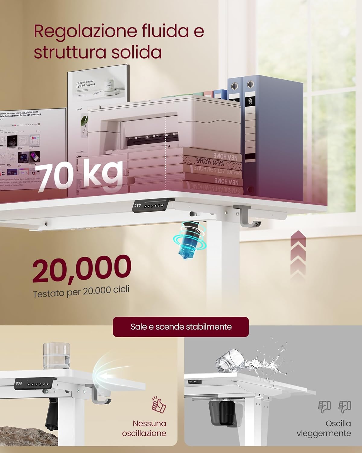VASAGLE Scrivania Regolabile in Altezza Elettrica 120x60 cm immagine 5