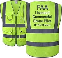 Vista 5 de JKSafety 9 Bolsillos FAA Licenciado Chaleco de Seguridad Retro-Reflectante de Alta Visibilidad para Piloto de Drones Cuerpo de Malla HQ Lite