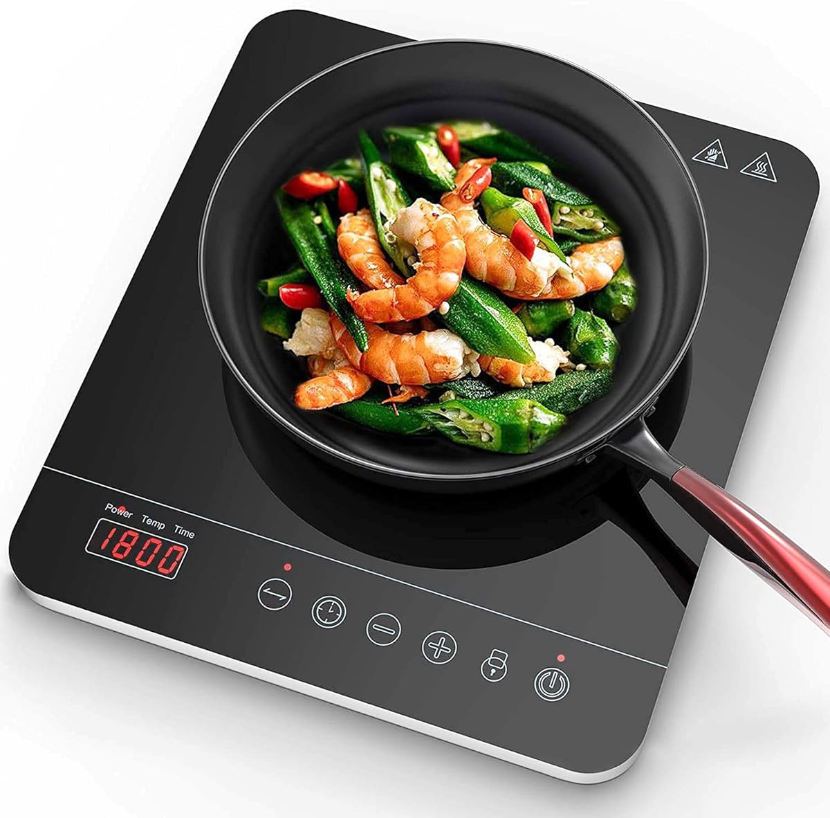 Aobosi Portable Induction Burner Cooktop 1800w Fast Efficient Cooking,Digital Sensor Touch LED Screen Countertop Burner,Electric Stove Cooker Black Crystal Glass Surface 9 Power