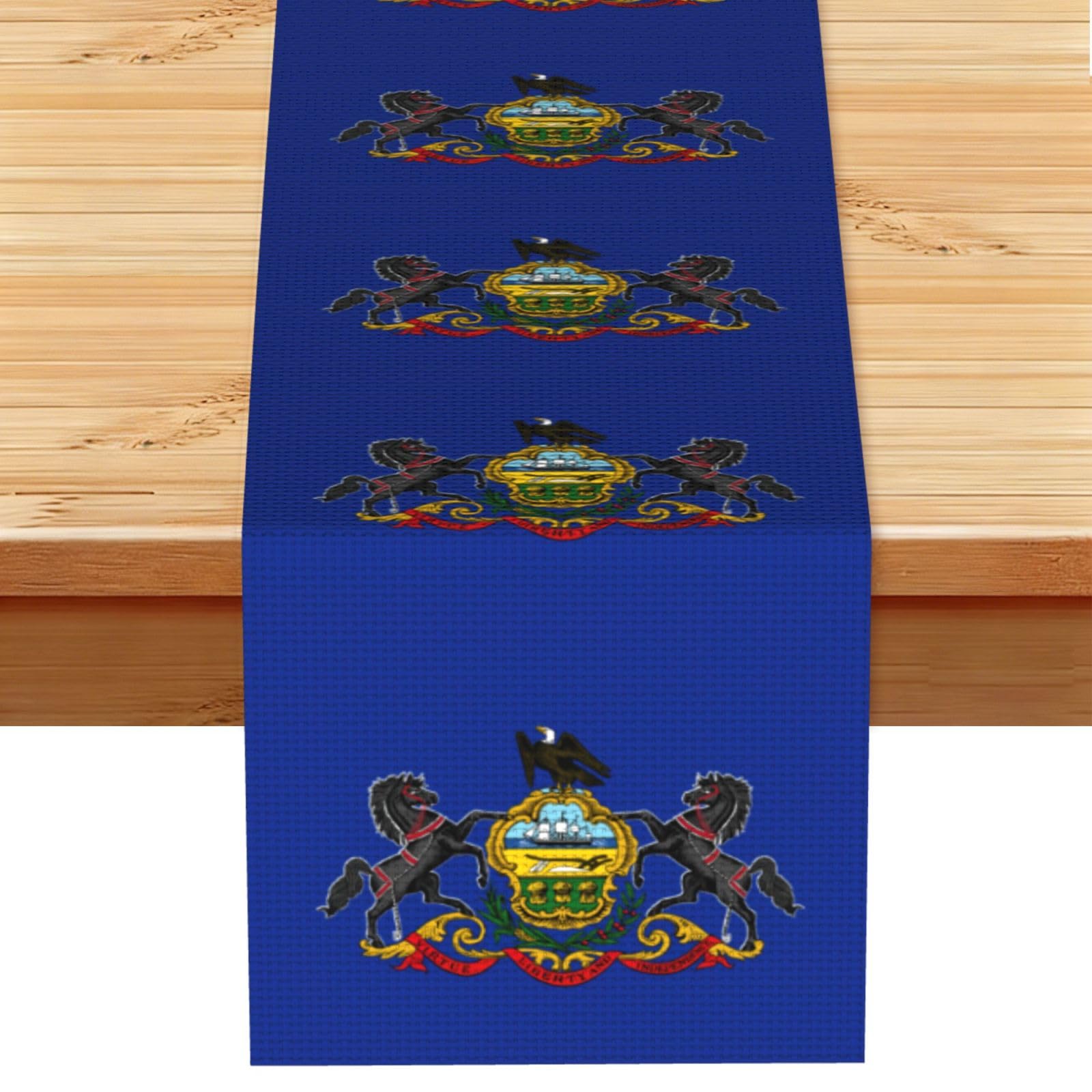 Pennsylvania State Flag Printed Table Runner 13 x 72, Wrinkle Resistant Decor for Dining Table Coffee Table Fireplace