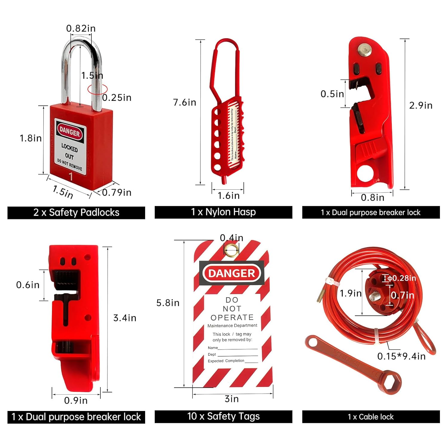 Lockout Tagout Lock Box Portable Group Loto Box Kit Steel Safety Lockout Padlocks, Nylon Lockout Hasp, Safety Tags, Steel Hasp, Nylon Cable Ties, Plug Lock