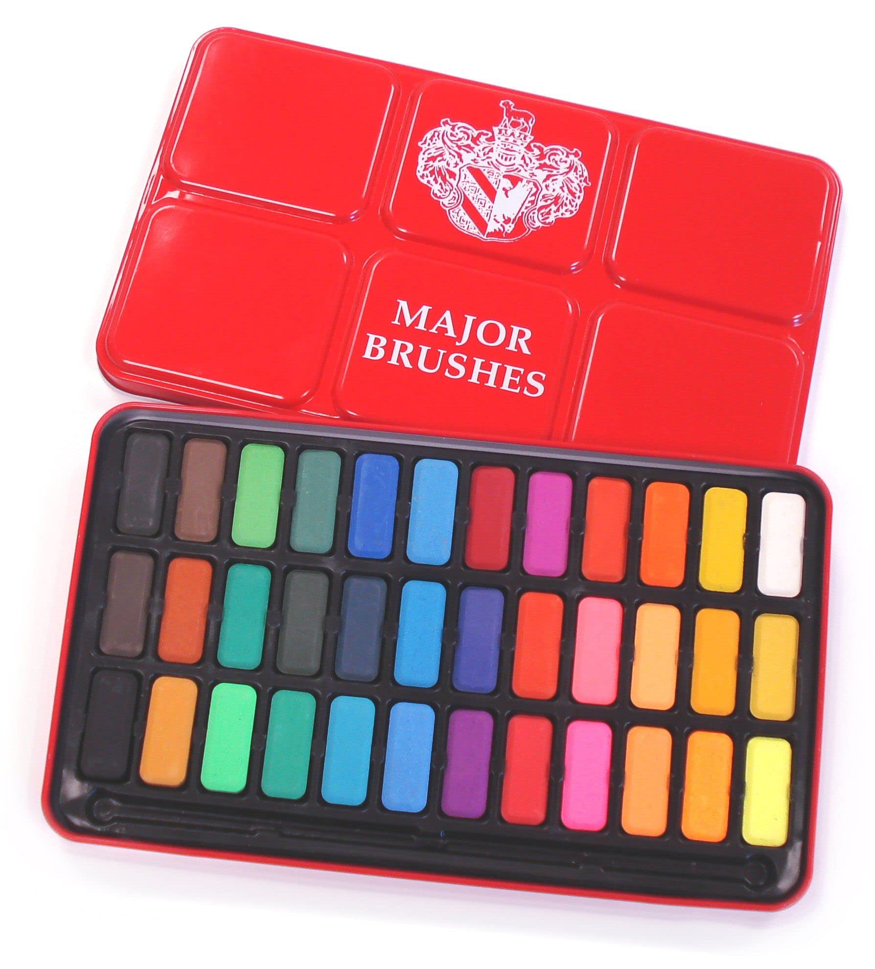 Buy Major Brushes Artist Watercolour Paint Tin 36 Blocks Red Metal Lid