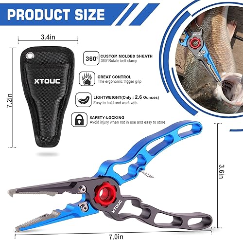 Miniatura 5 de Alicates de pesca, equipo de pesca de cabeza de abrazadera de aleación de titanio, herramientas de pesca resistentes al agua salada, removedor de