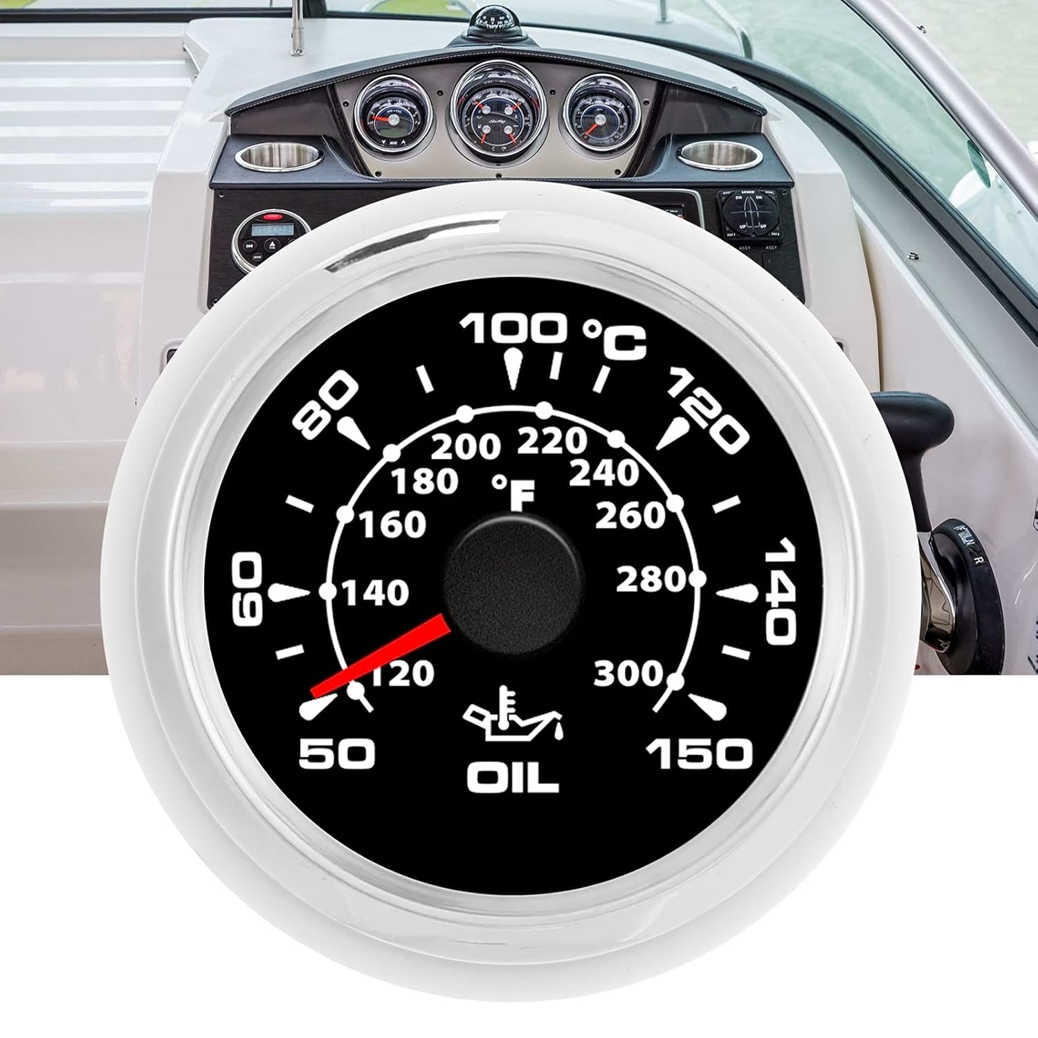 2in Digital Oil Temperature Gauge, 52mm Universal Display with 8 Colors Backlight, 361 19Ohm 50 150℃, Black Dial Silver Bezel, IP67 for Vehicles