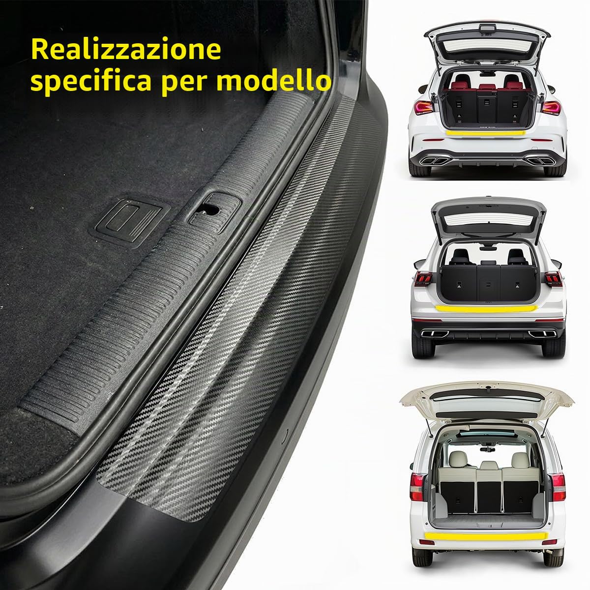 Protezione paraurti adatto per VW Passat B8 Variant 2014-2024 (5 porte, station wagon): pellicola protettiva per vernice e protezione antigraffio per bagagliaio (nero carbonio)