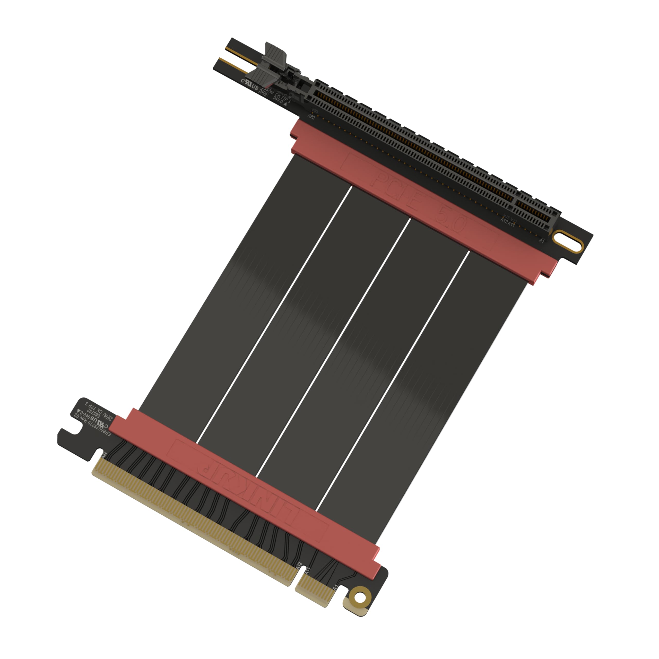 LINKUP - AVA5 PCIE 5.0 Riser Cable | RTX5090 RX9070 GPU Ready | x16 128GB/s Speed | Compatible with PCIe 4.0 & WRX80/WRX90E | Straight Angle, Black 10cm