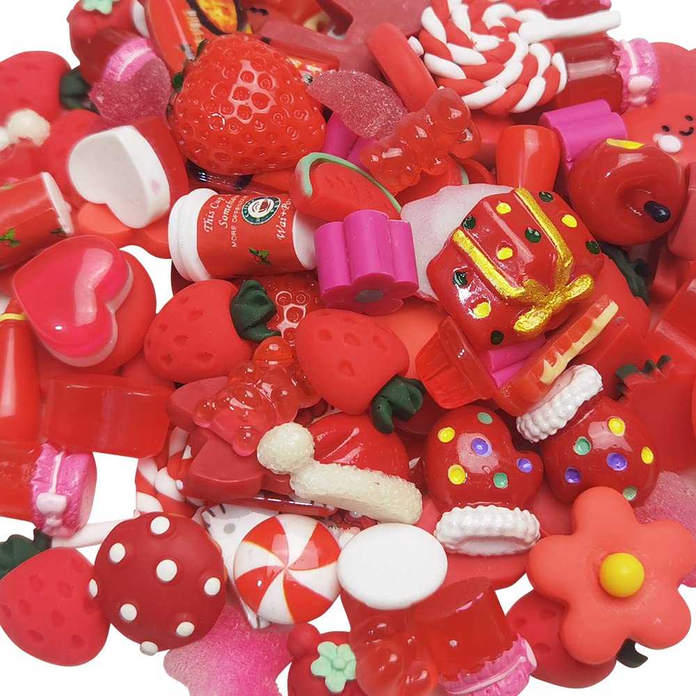 Chenkou Craft 50pcs Lots Mix Assort Easter DIY Flatbacks Resin Flat Back Button (Red)