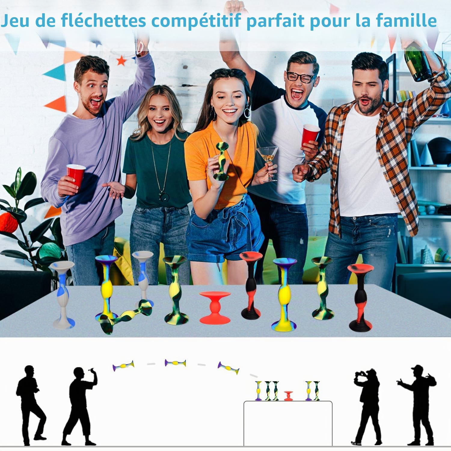HugOutdoor Lot de 12 fléchettes souples en silicone 4 couleurs pour enfants - 11,9 cm