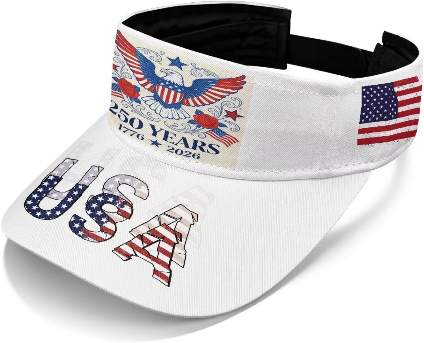 Women's Patriotic Visors USA 250 Years Sun Visor Hats for Men Wide Brim UV Protection Visors for Outdoor Climbing