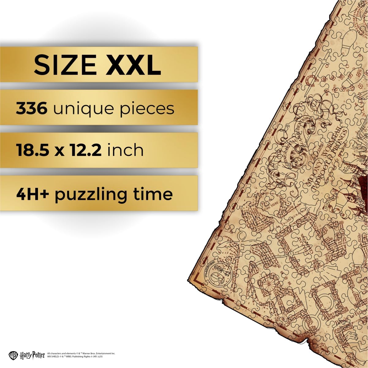 Harry Potter Wooden Jigsaw Puzzle – Marauder’s Map Edition – Officially Licensed Puzzle with Thematic Pieces – Vibrant UV Print – Gift for Fans of the Wizarding World (XXL)