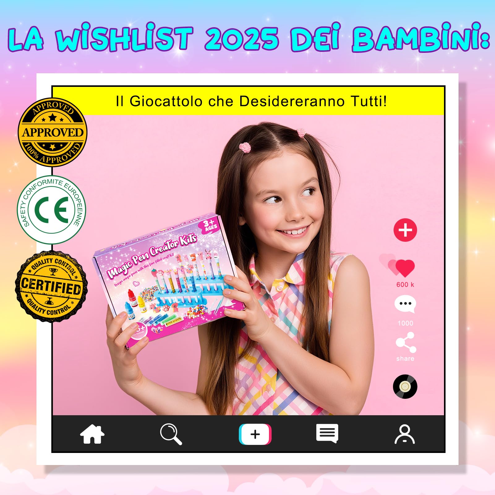 Laboratorio Delle Penne, Fabbrica delle Penne 66+ Pezzi Regalo Bambina 5-12 Anni, Creativi Giochi Bambina 5-12 Anni Cancelleria Bambina Regali Personalizzati Lavoretti Creativi per Bambini Set