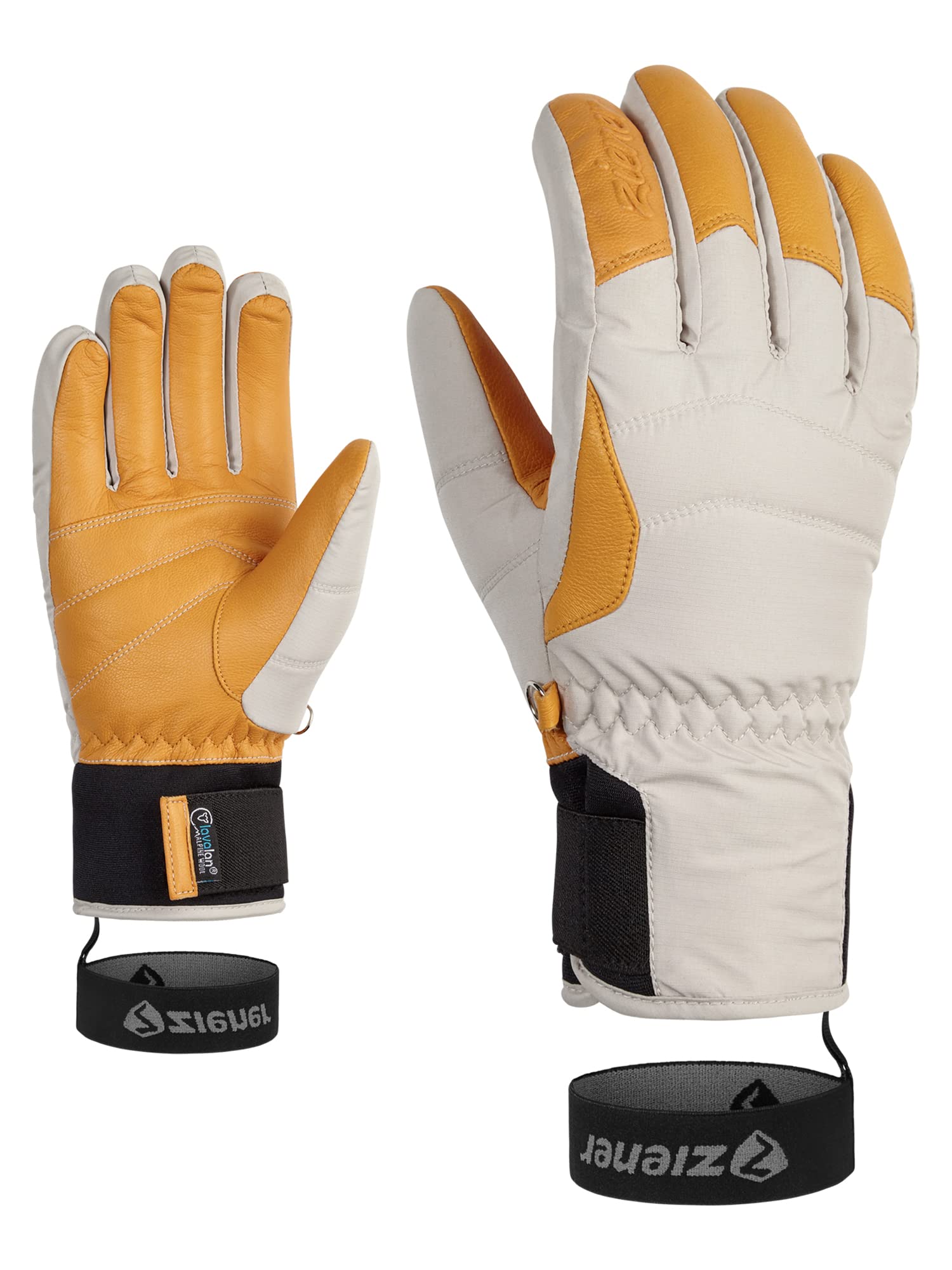 Ziener Women's Alpine Ski Leather Gloves Kale Beige - 6,5