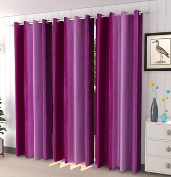 Galaxy Home Decor Premium Print Polyester Plain Curtains for Window 5 Feet, Pack of 3, Purple (Purple, 5 Feet (3Pc))