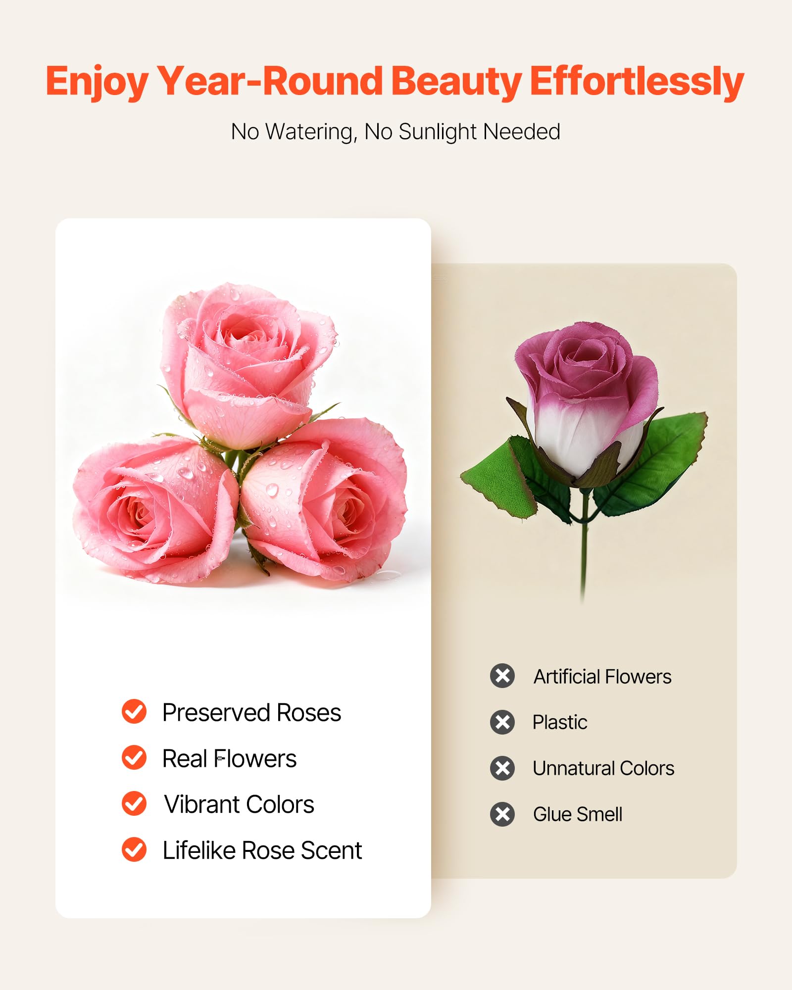 VEVOR 27 Rosas Eternas en Caja con Forma de Corazón, Ramo de Flores Preservadas, Caja de Regalo de Flores para Esposas, Madres, Amantes, para Bodas, Día de la Madre, San Valentín, Navidad, Rosa