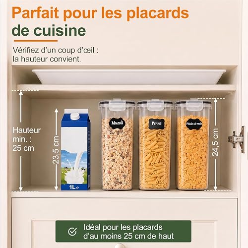 GoMaihe Boîtes de Conservation Hermétiques, 6 x 4 L, Muesli et Céréales - 7