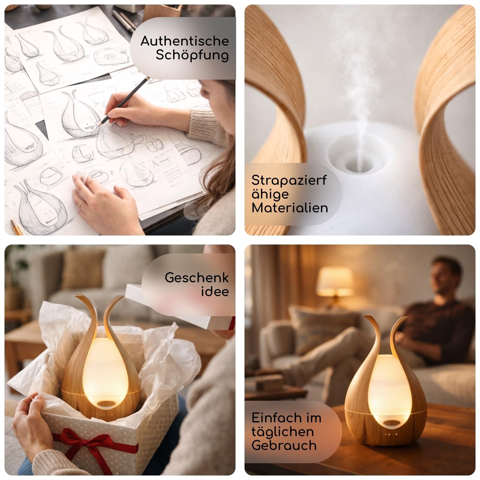 Duftdiffusor für ätherische Öle - 200ml - Premium-Design - Elektrischer Luftbefeuchter - Kontinuierliche oder abwechselnde Diffusion - Wellness und Aromatherapie - Zen'Arôme