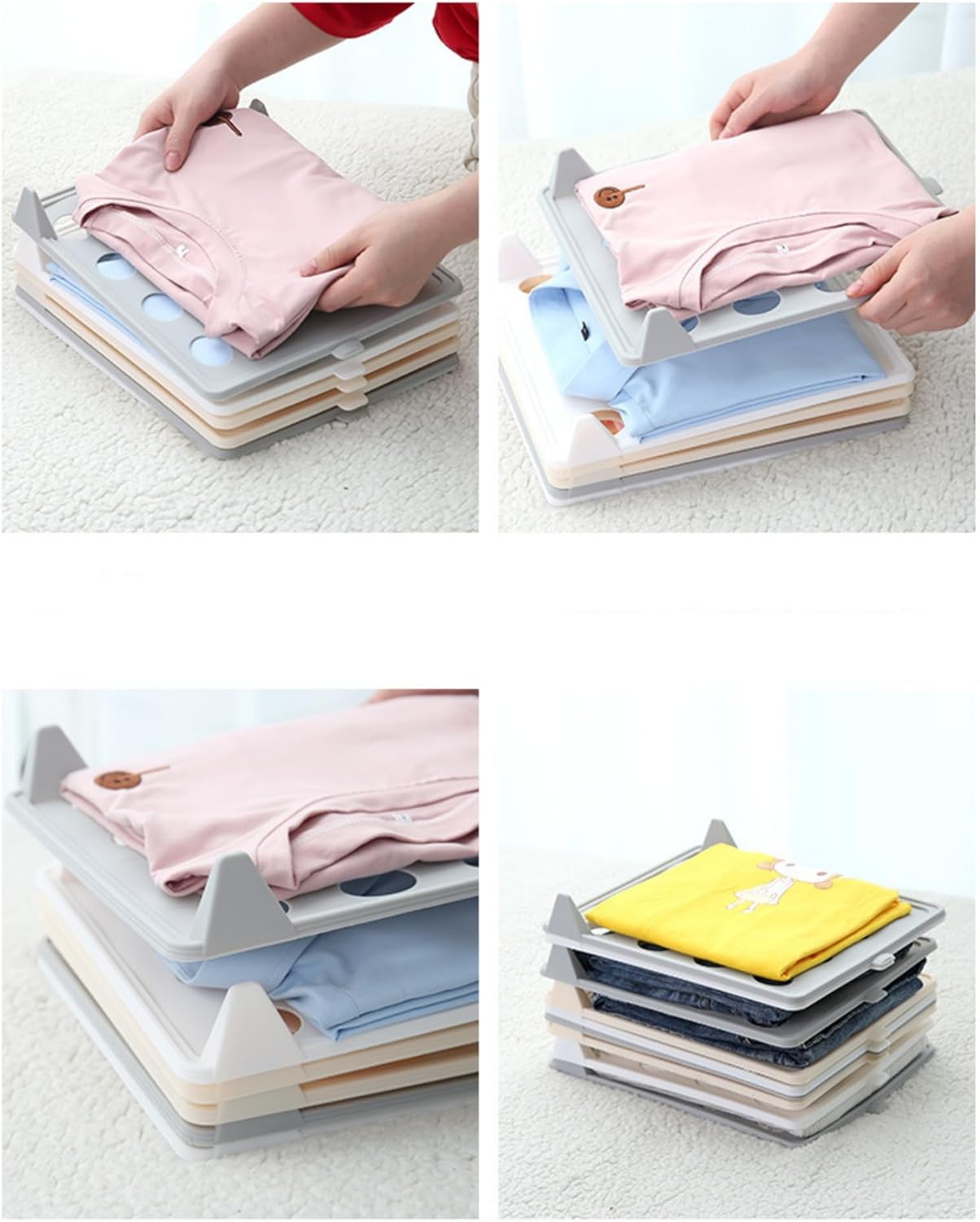 Stackable Closet Organizer for Shirts Jeans Pants Folder Board Clothing Organizer System (10, Black)