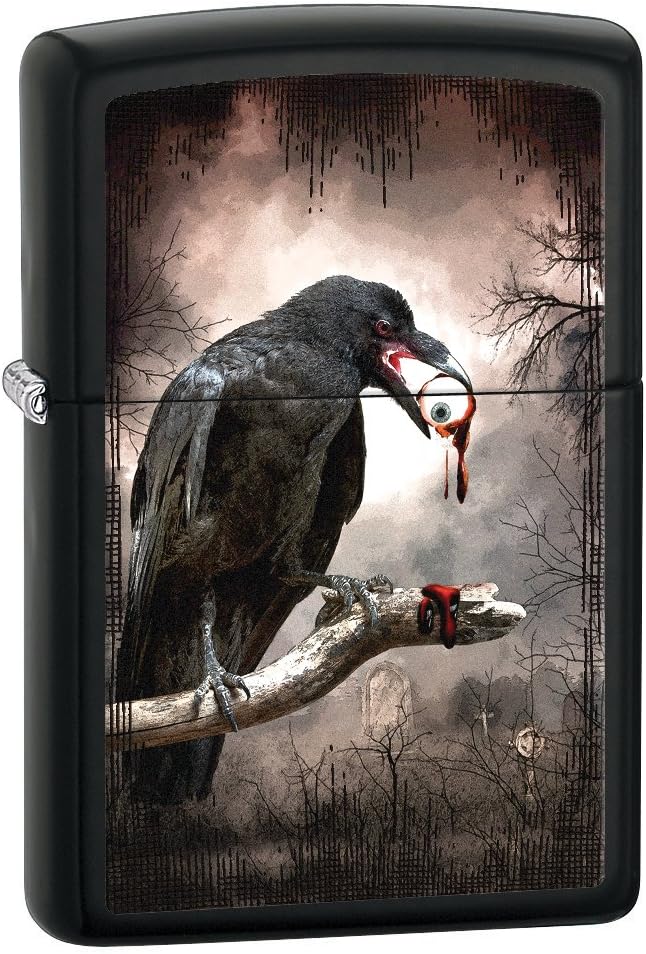 Zippo Goth-Raven Eyeball Lighter (Licorice, 5 1/2x 3 1/2-Cm)