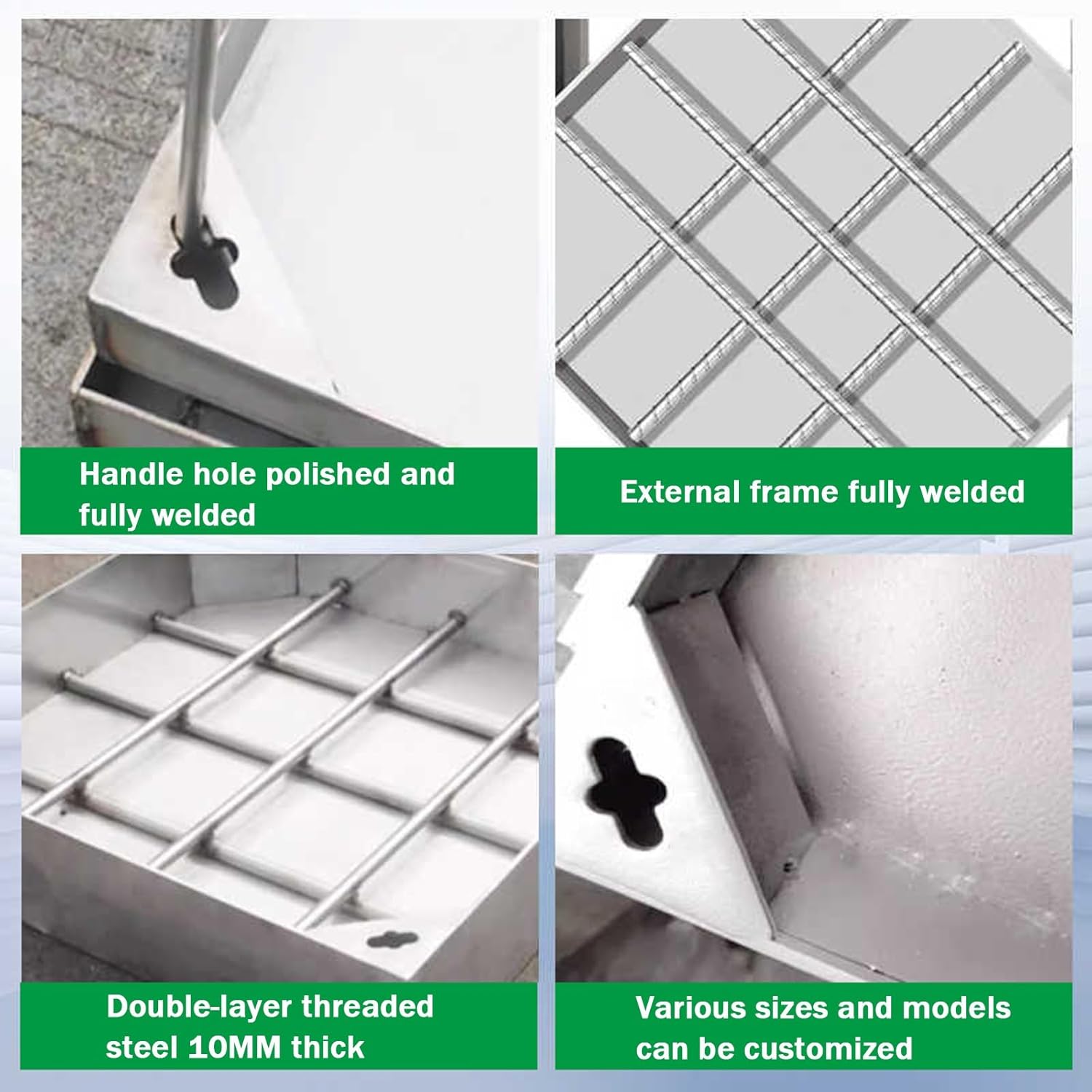 Septic Tank Covers, Recessed Square Septic Tank Lid with Base,Heavy Duty Metal Inspection Lid Driveway,304 Invisible Manhole(5cm,40 * 40cm/15.7 * 15.7in)