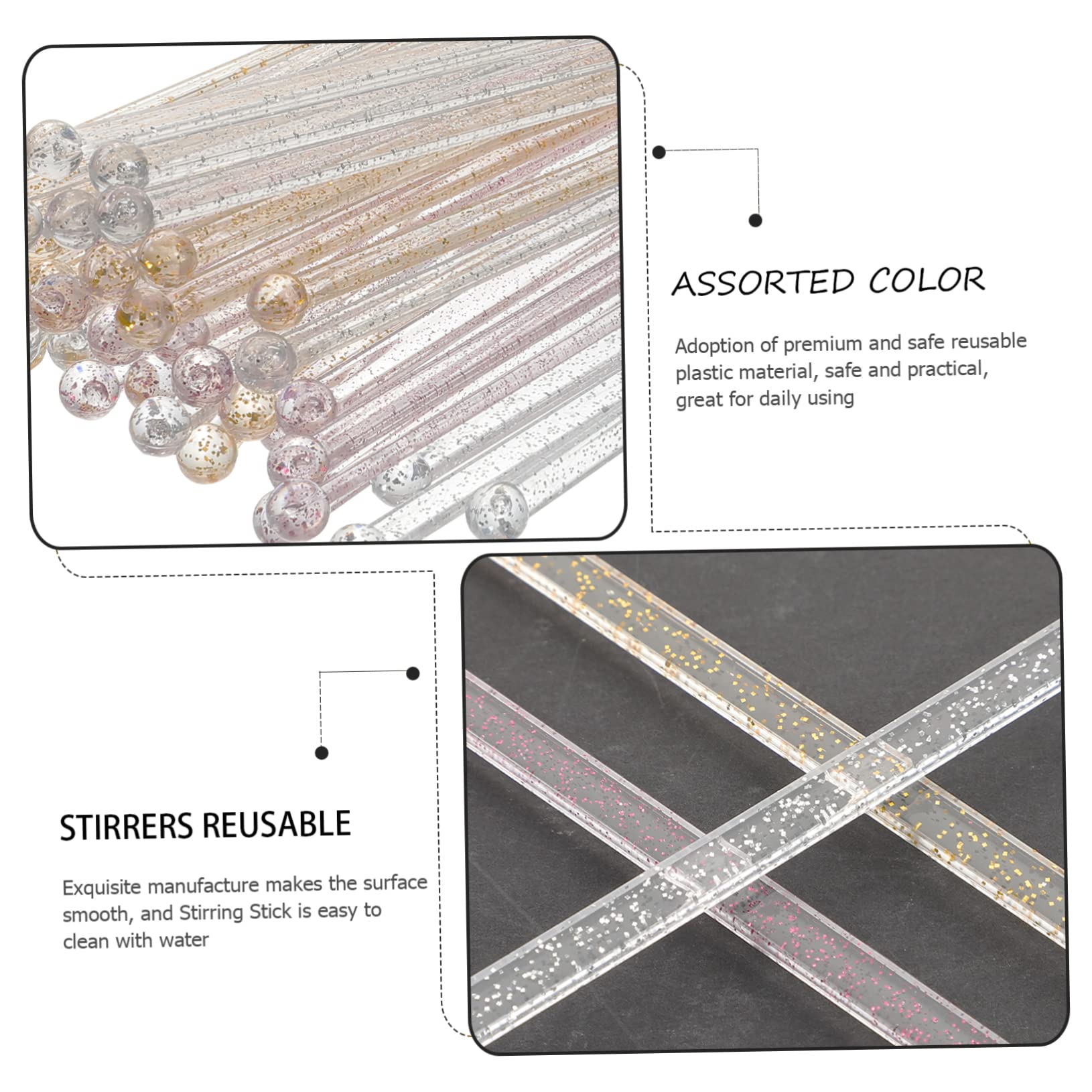 Cabilock 45Pcs Reusable Cocktail Swizzle Sticks Premium Mixing Sticks for Beverages and Cocktails Smooth Surface Easy to Clean for Parties and Events