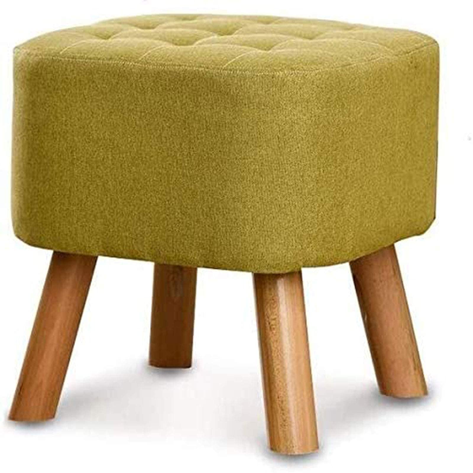Repose-pieds de rangement rembourré carré avec pieds en bois