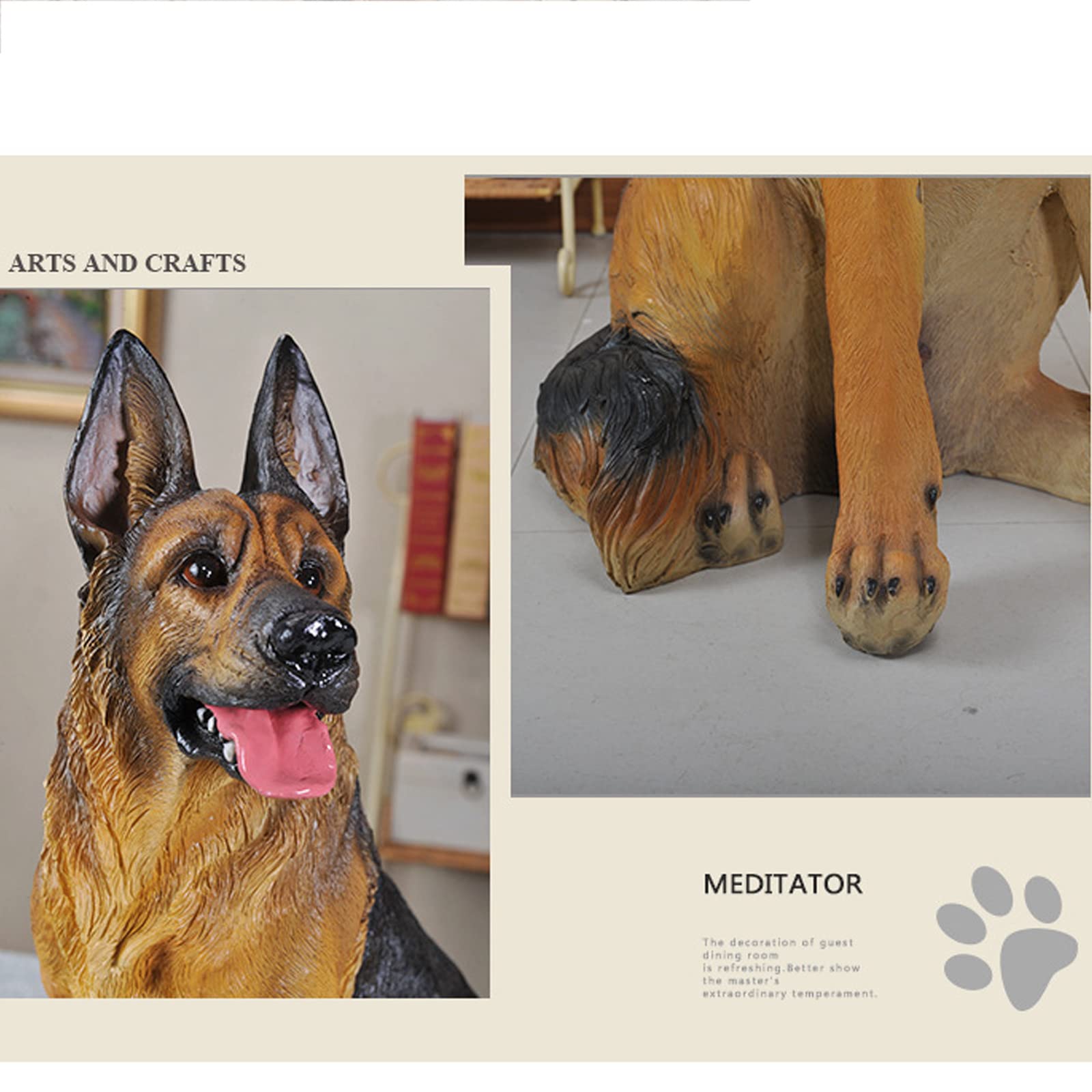 MFFIRE Garten Tier Dekoration, Realistische Hund Figur Deutscher Schäferhund Figur Harz Hund Skulptur Modell Lebensechte Tier Statue Home Decoration