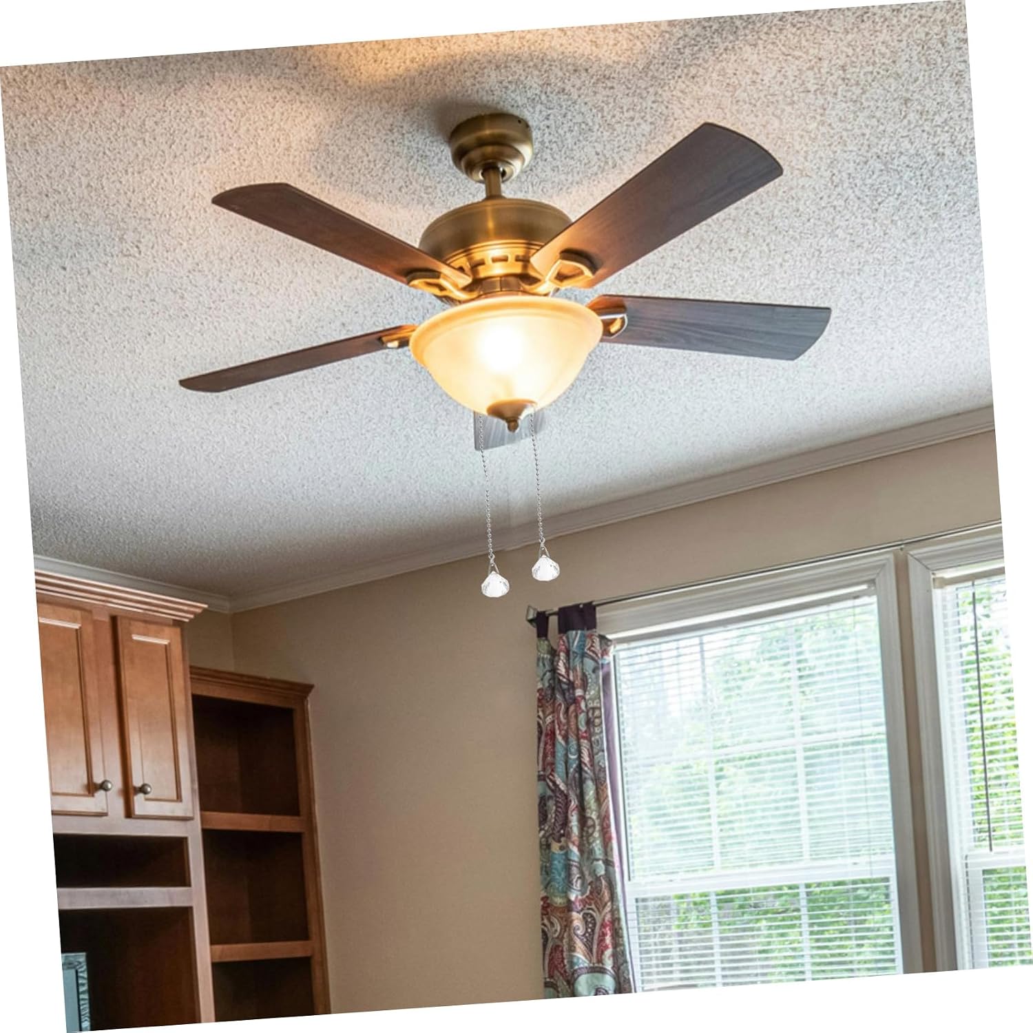 Ceiling Fan Pull Chain Extender with Crystal Balls 2-Piece Set DIY Home Decor Accessories for Ceiling Fans and Pendant Lamps