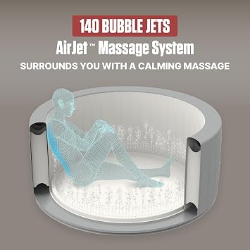 Coleman SaluSpa 4 to 6 Person Inflatable Hot Tub, Round Energy-Efficient Portable Outdoor Spa with 140 AirJets, 77 x 28