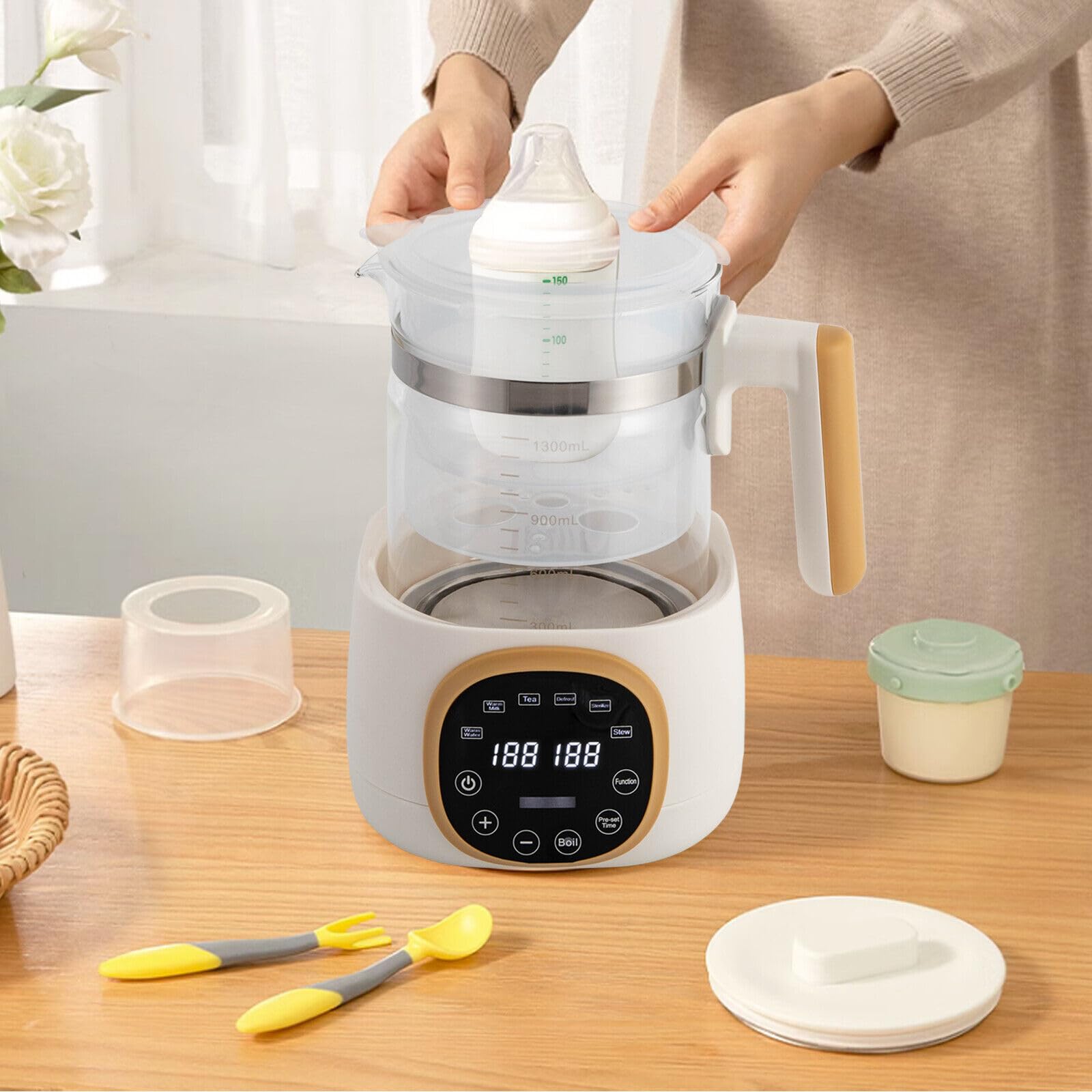 Calentador de biberones para bebé, hervidor de agua 72 horas, para mantener caliente la comida del bebé, té, café, 1,3 l, hervidor de agua para alimentos para bebés