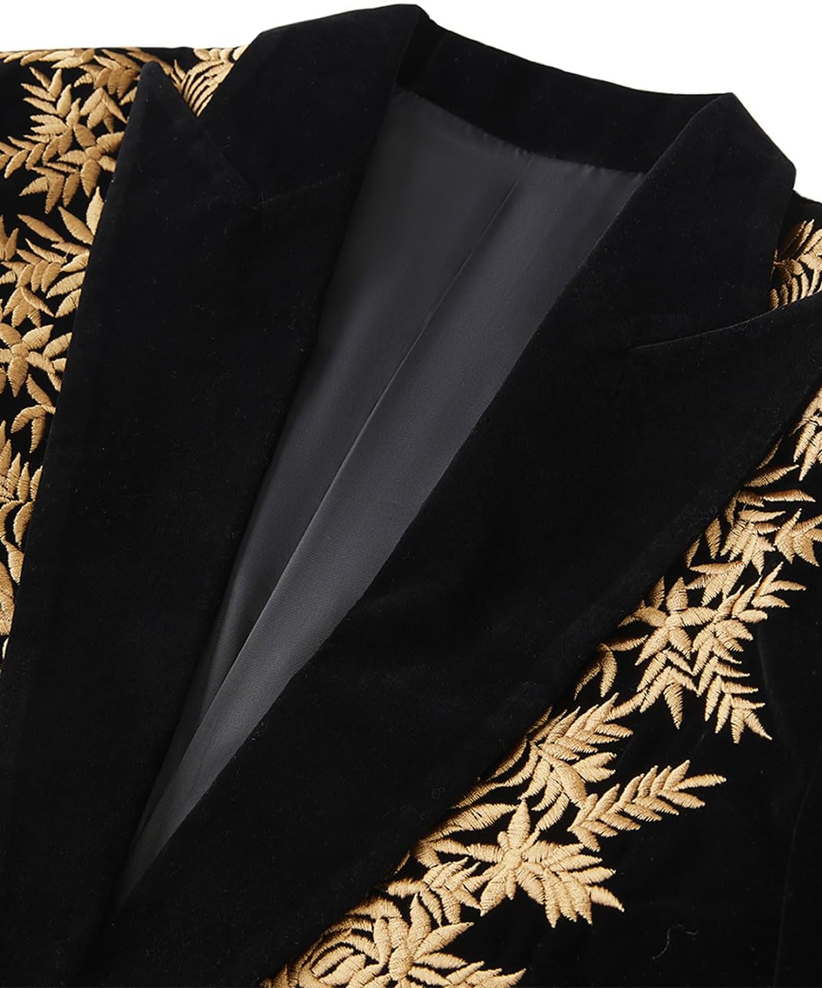 Pyiujtr Men's Floral Embroidered Slim Fit One Button Suit Jacket Blazer Peak Lapel for Party Wedding Banquet Prom - Image 3