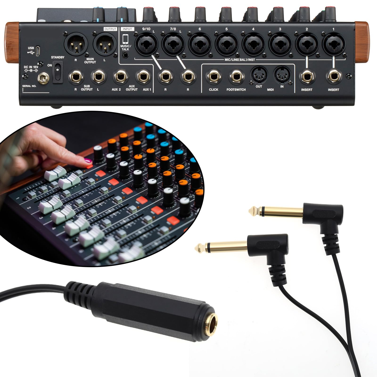 CY-Câble d'Extension Audio Stéréo 6,35mm Mâle vers Femelle à
