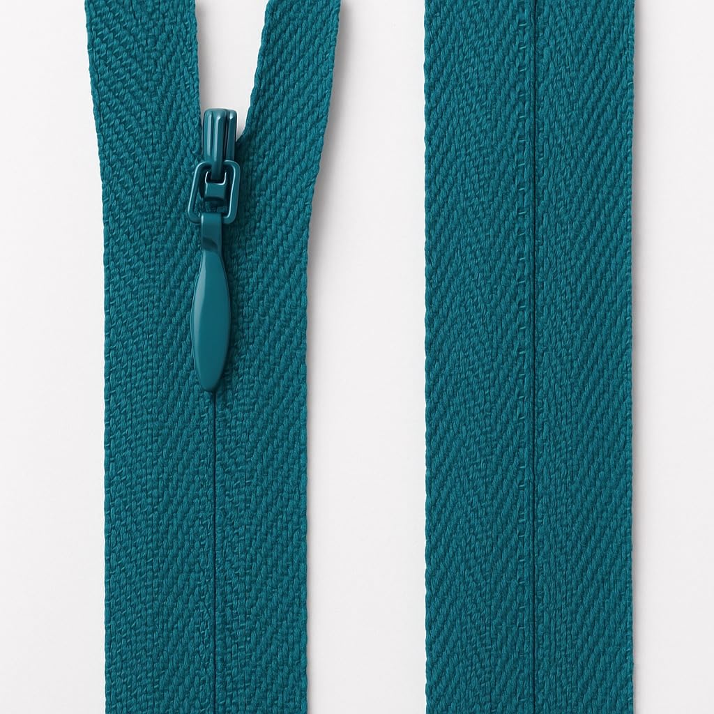 Invisible Zip Dark Turqouise 8" (20cm) - Concealed Closed-End Nylon Zipper for Sewing & Dressmaking: Skirts, Cushions, Bag Linings, Pouches & Alterations by Giddy Square — image 1