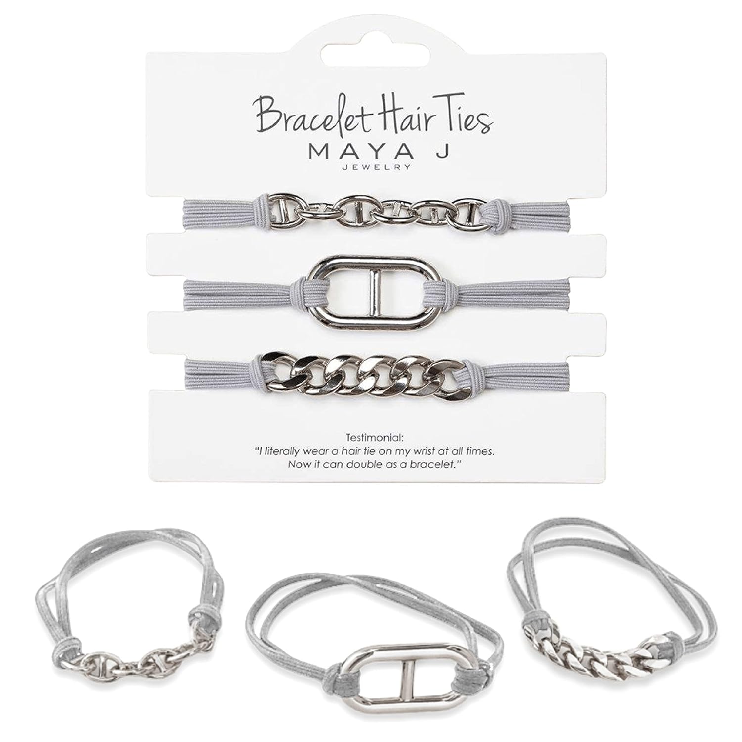 Bracelet Hair Ties With Beige Black Elastic, Looks Cute On Your Wrist And Great In Your Hair from Maya J (Gray White) : Beauty & Personal Care