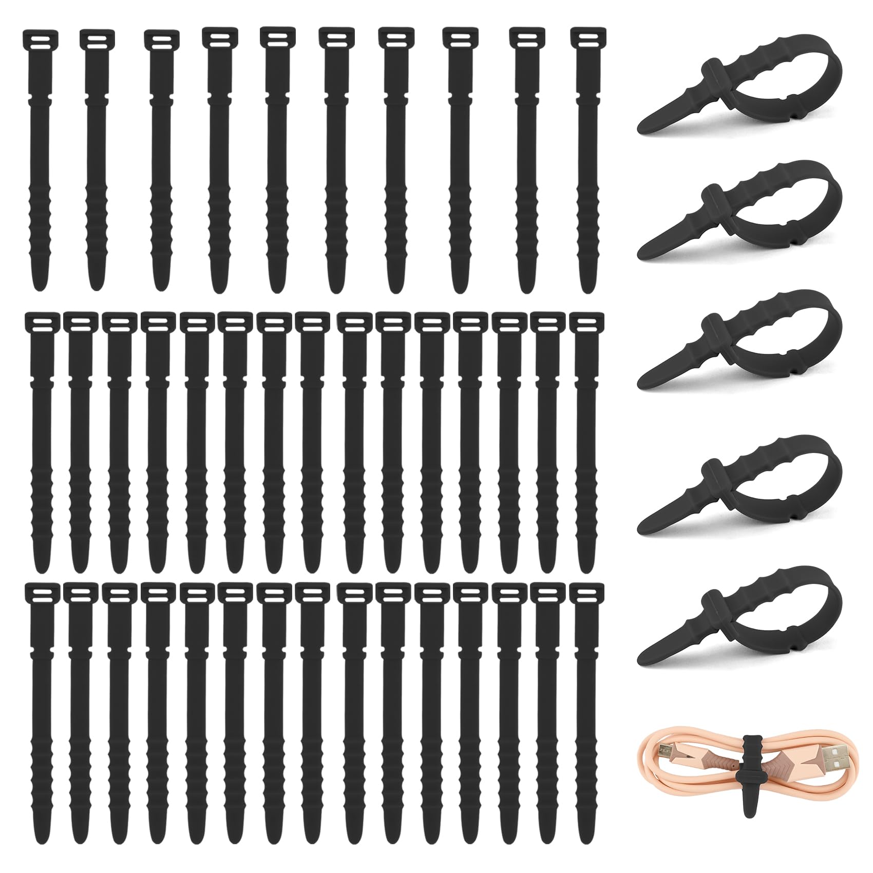 Coloré Multi-Usages Silicone Ties 30 Pièces Attaches De Câble En Silicone Col