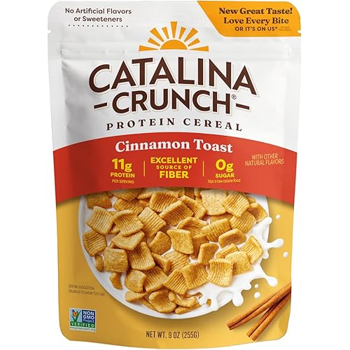 Catalina Crunch Protein Cereal | Sugar Free Breakfast Cereal with 11g of Protein | Gluten Free, Keto Friendly | Cinnamon Toast - 9 oz. Bag (Pack of 1)