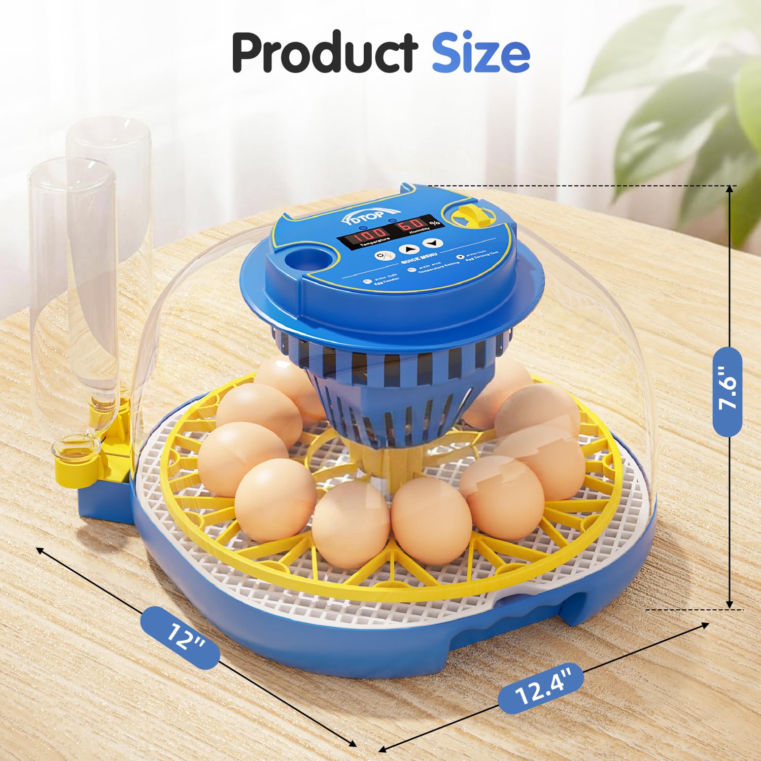 Chicken Egg Incubators for Hatching Eggs, 12 Egg Incubator with Automatic Egg Turning and Humidity Control – Chicken Incubators for Hatching Eggs with 360° View/Candler/Water Bottle Refill/Air Vent