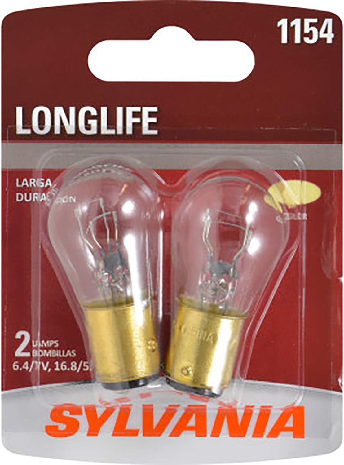 SYLVANIA - 1154 Long Life Miniature - Bulb, Ideal Option for Brake, Tail, and Turn Signal (Contains 2 Bulbs)