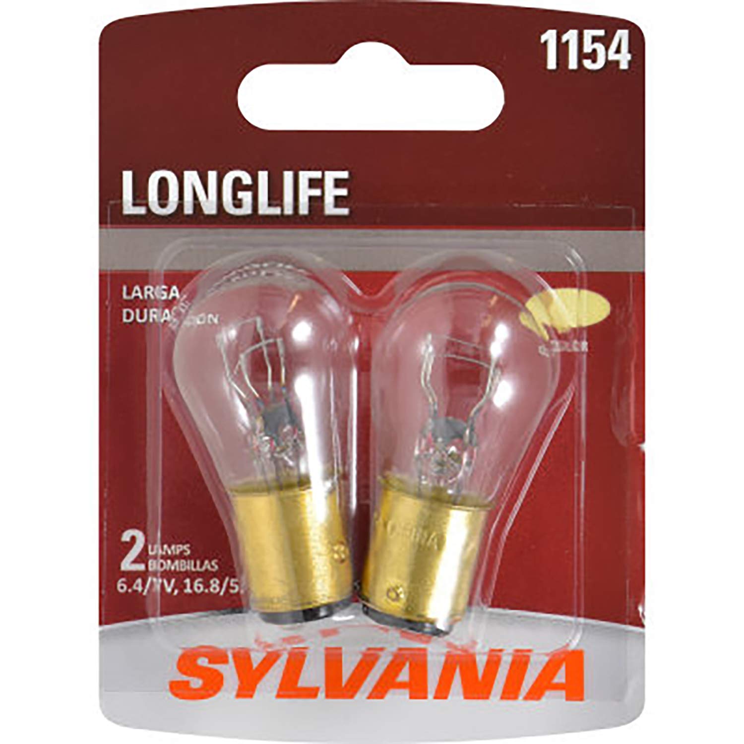 SYLVANIA - 1154 Long Life Miniature - Bulb, Ideal Option for Brake, Tail, and Turn Signal (Contains 2 Bulbs)