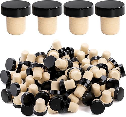 Fasmov Paquete de 100 tapones de corcho en forma de T, tapones de corcho para botellas de vino, tapones reutilizables para sellado de vino, tapones