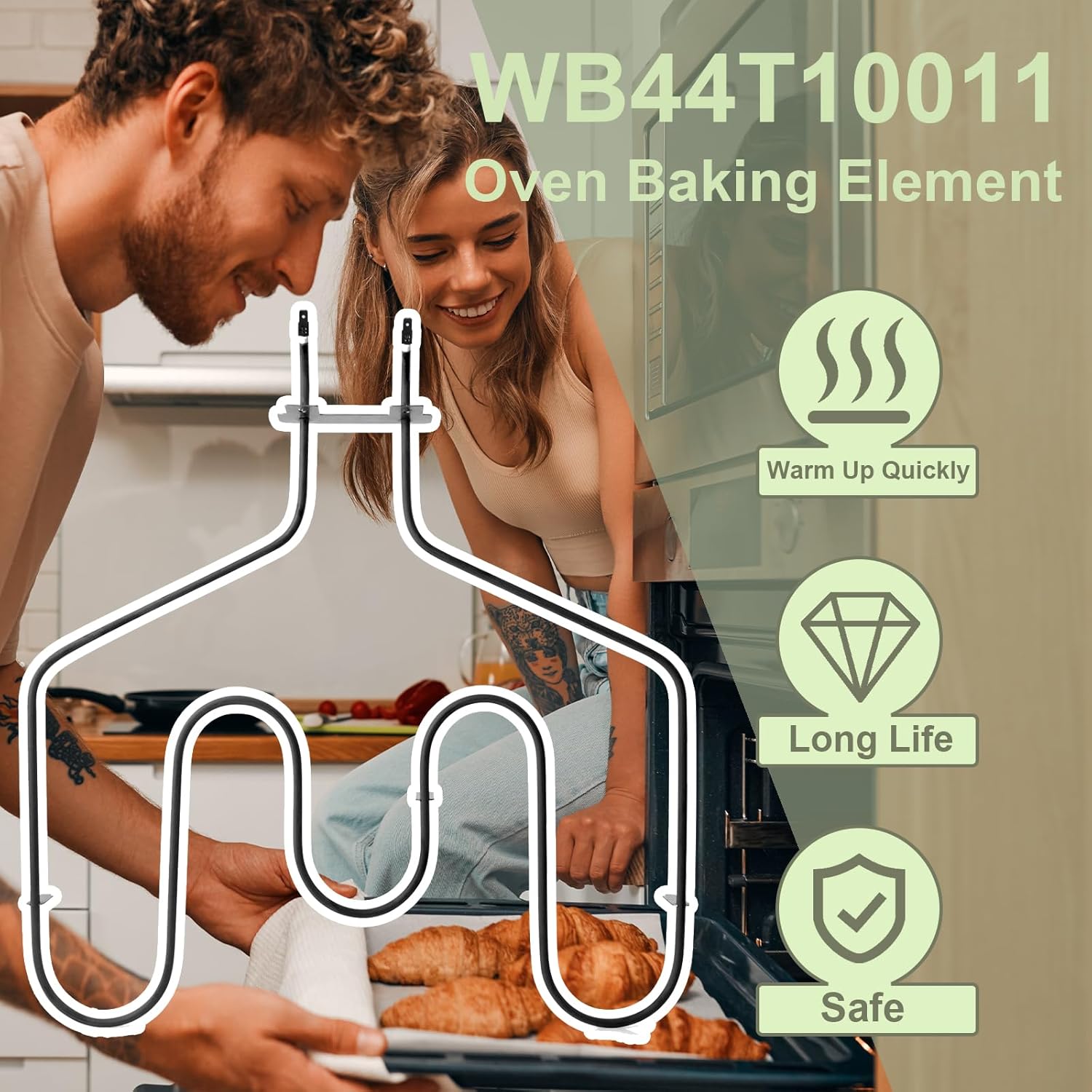 WB44T10011 Oven Heating Element Compatible for Spectra Oven,Oven Replacement Parts,3410W Stove Element Replacement