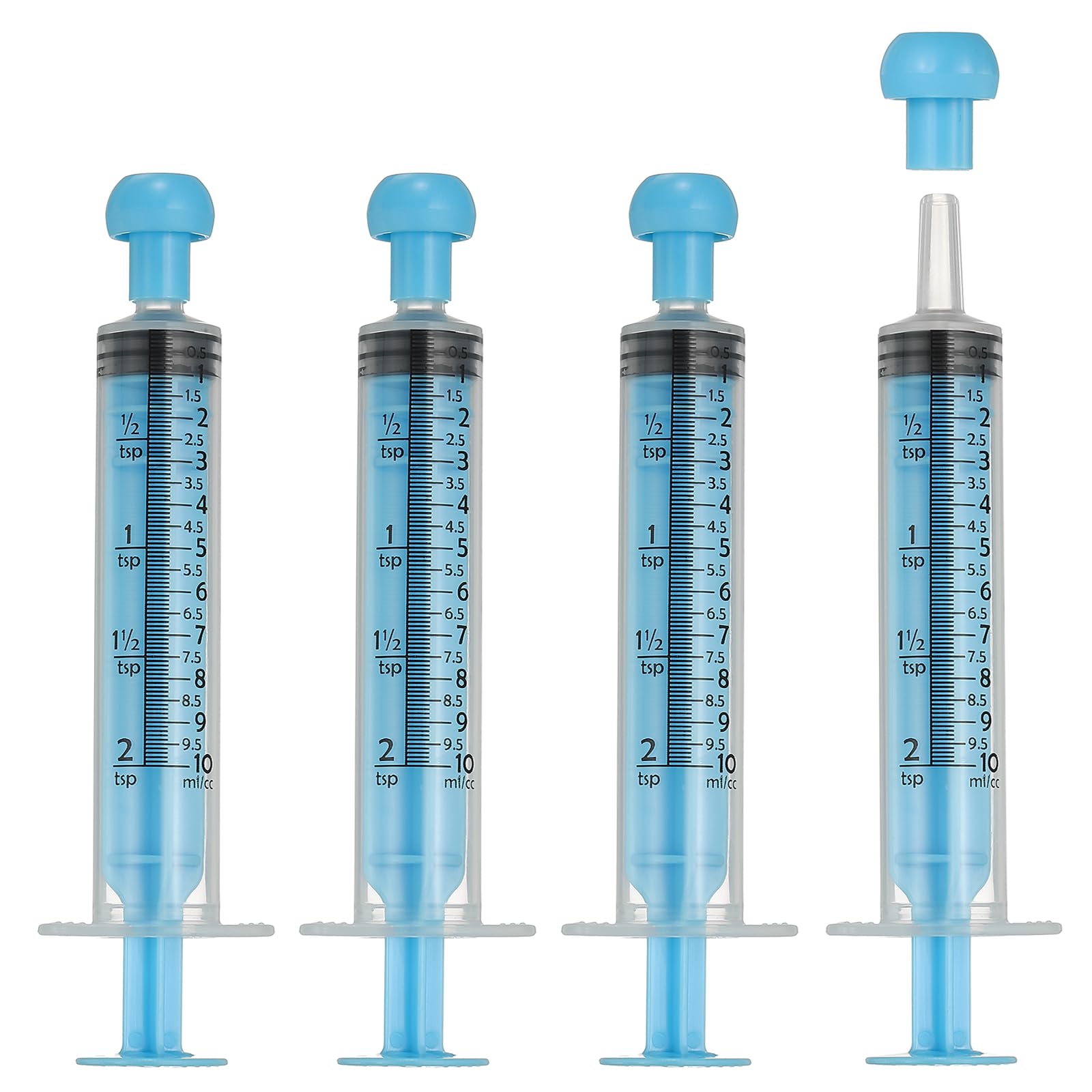 sourcing map Feeding Syringes with Cap, Plastic Syringes for Liquid Pet Feeding Measuring Tool No Needle 10ml, (Blue, 4 Pcs), Intended for Dog / Cat / Rabbits / Small Animal / Scientific Lab