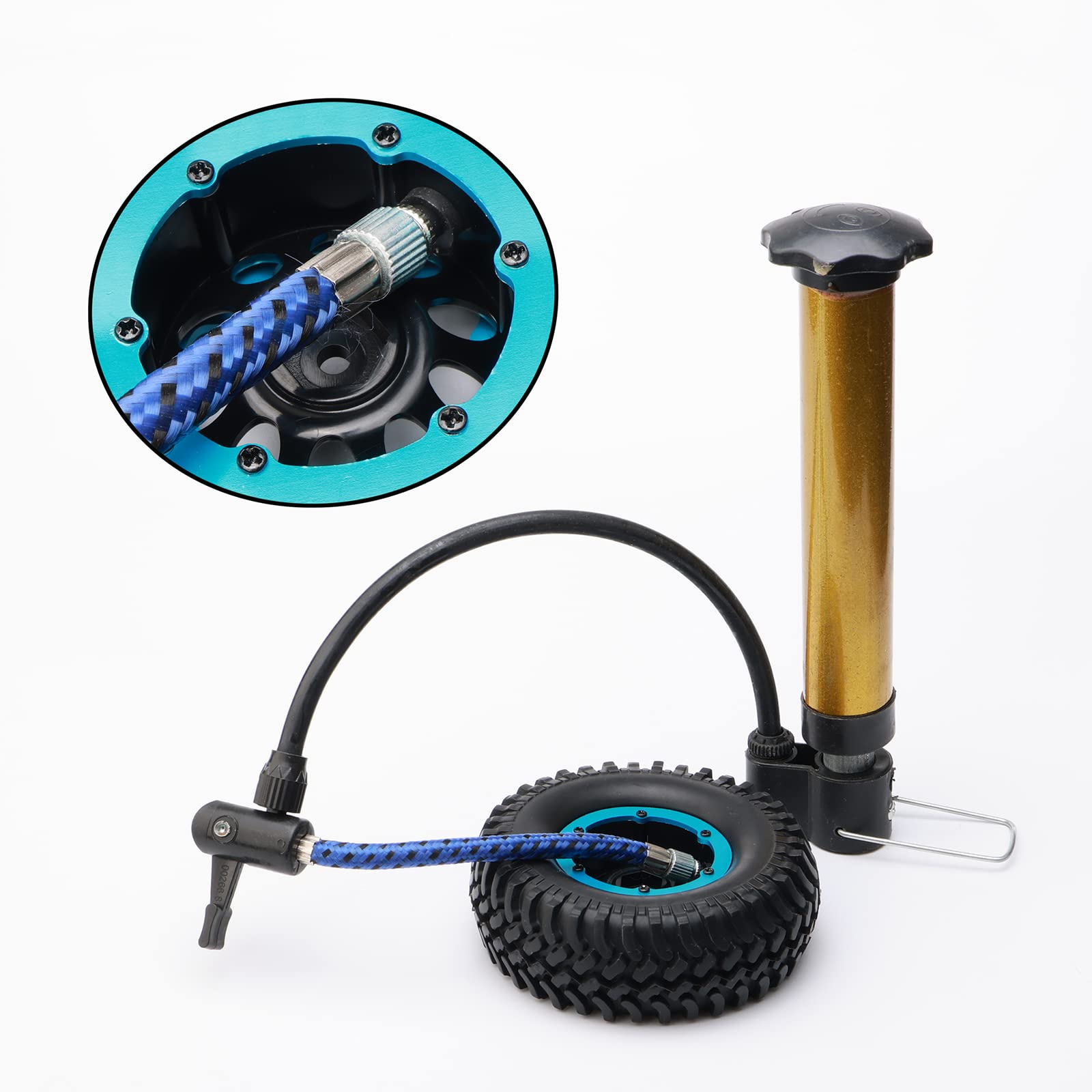 4-pak 1/10 RC opony i koła gąsienicowe, 4,8 cm plastikowa obręcz koła Beadlock 12 mm Hex Hub Off Road Crawling gumowa opona OD 100 mm, niebieska