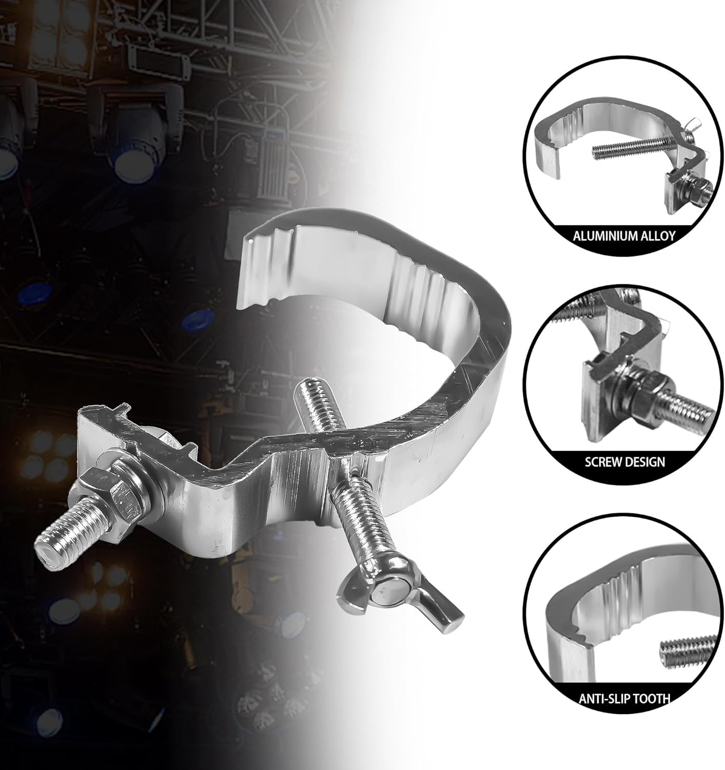 10 Pack 1.18-2 Inch Stage Truss Clamps, Hooks, Fit for 30-50 mm Pipe, Aluminum Alloy, 55 LB Load Capacity, for DJ & Stage Lights - Image 7