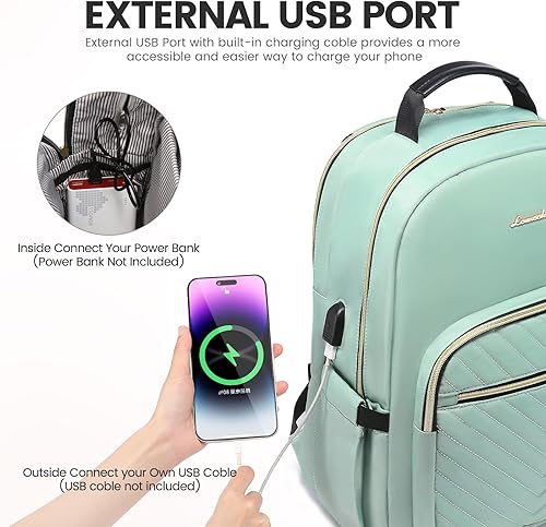 Miniatura 5 de LOVEVOOK - Mochila de 15.6 pulgadas para laptop, para mujer, bolsa de laptop para mujer, mochila de viaje impermeable, elegante mochila para mujer,