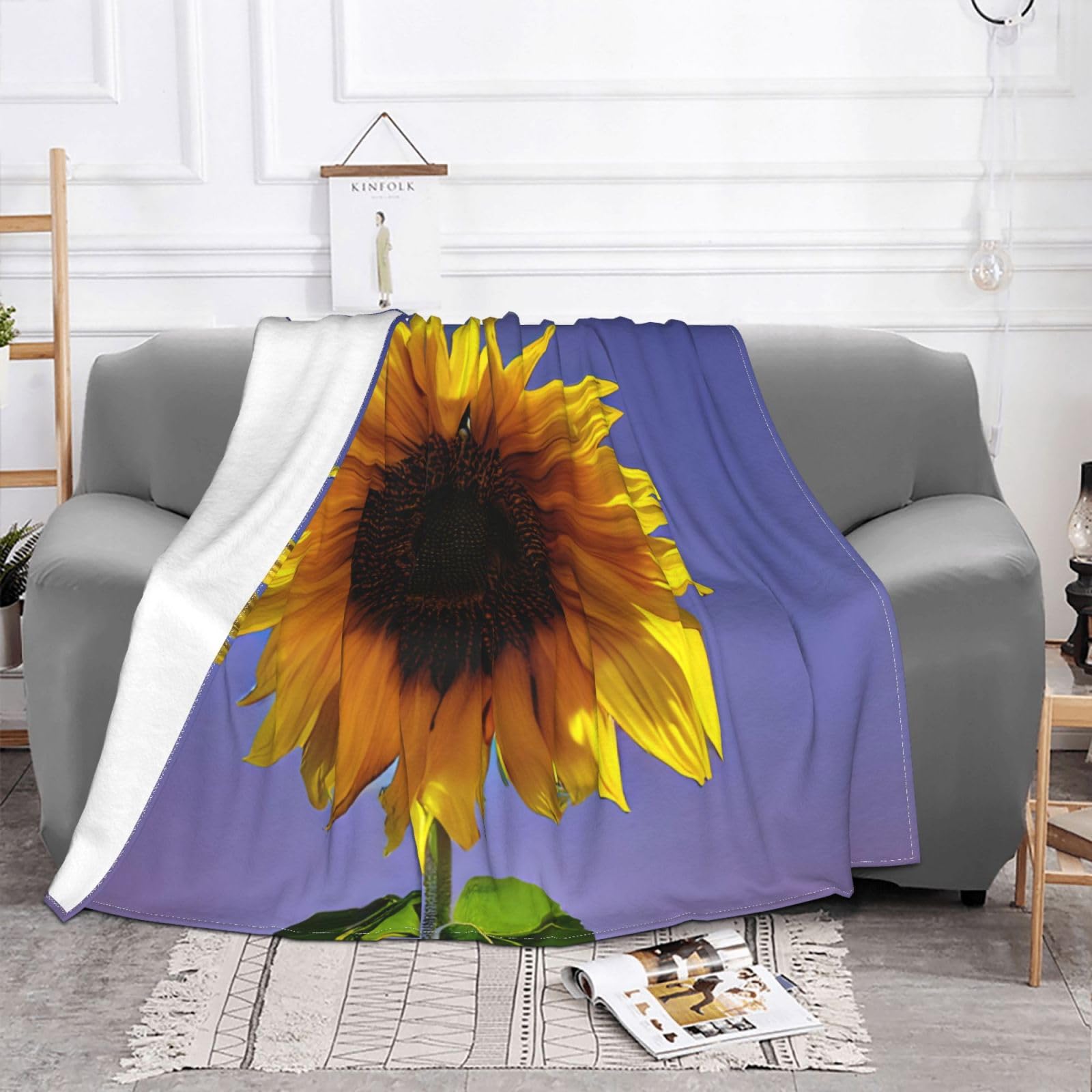 NIDITW Fleece-Decke Mit Gänseblümchen & Sonnenblumen – Ultraweich, 127x152 Cm | Für Couch, Bett & Alle Jahreszeiten