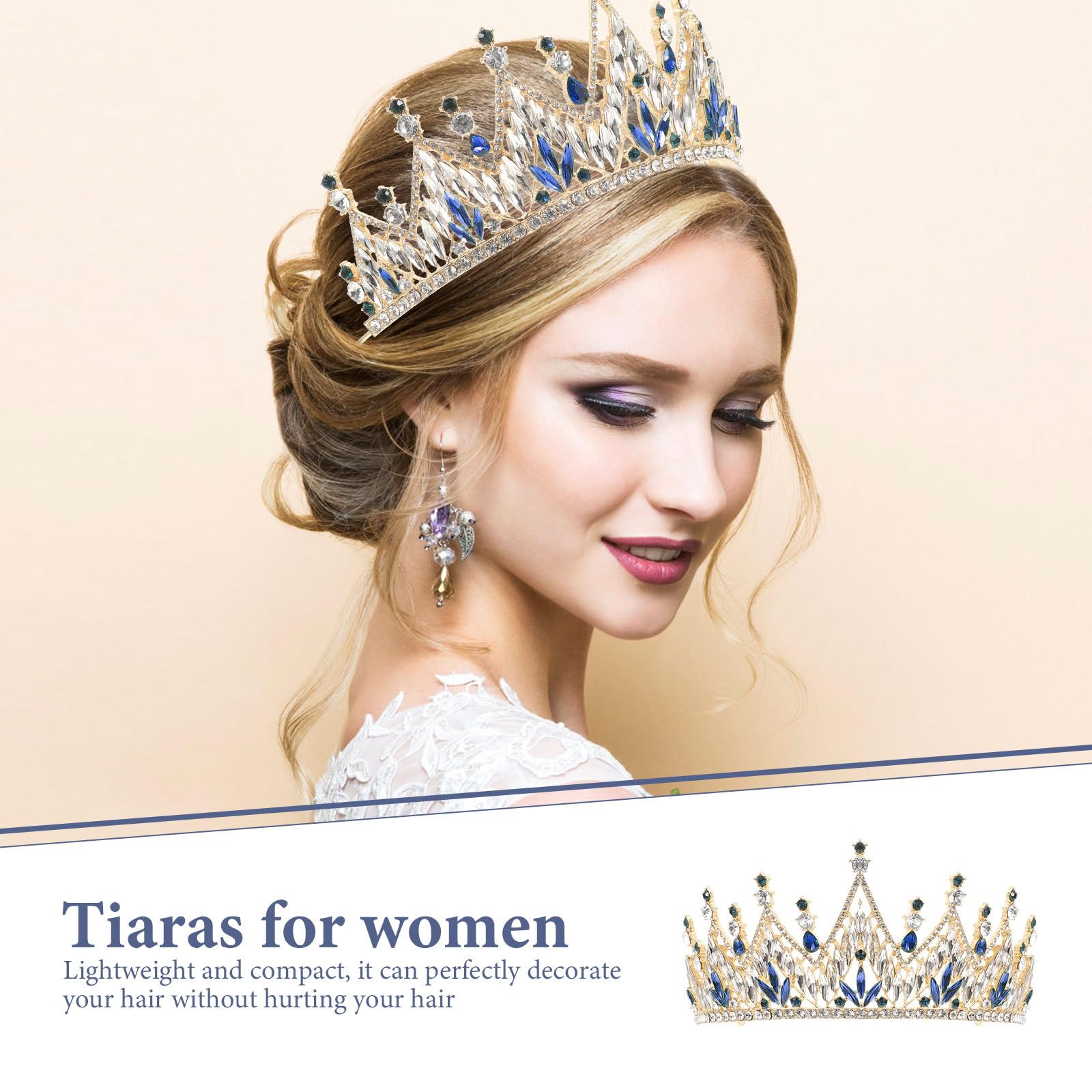 Homoyoyo Tiara para Novia Boda Estilo Barroco Cristales y Aleación Elegante, Accesorios Cabello para Mujeres en Dress Up y Cumpleaños