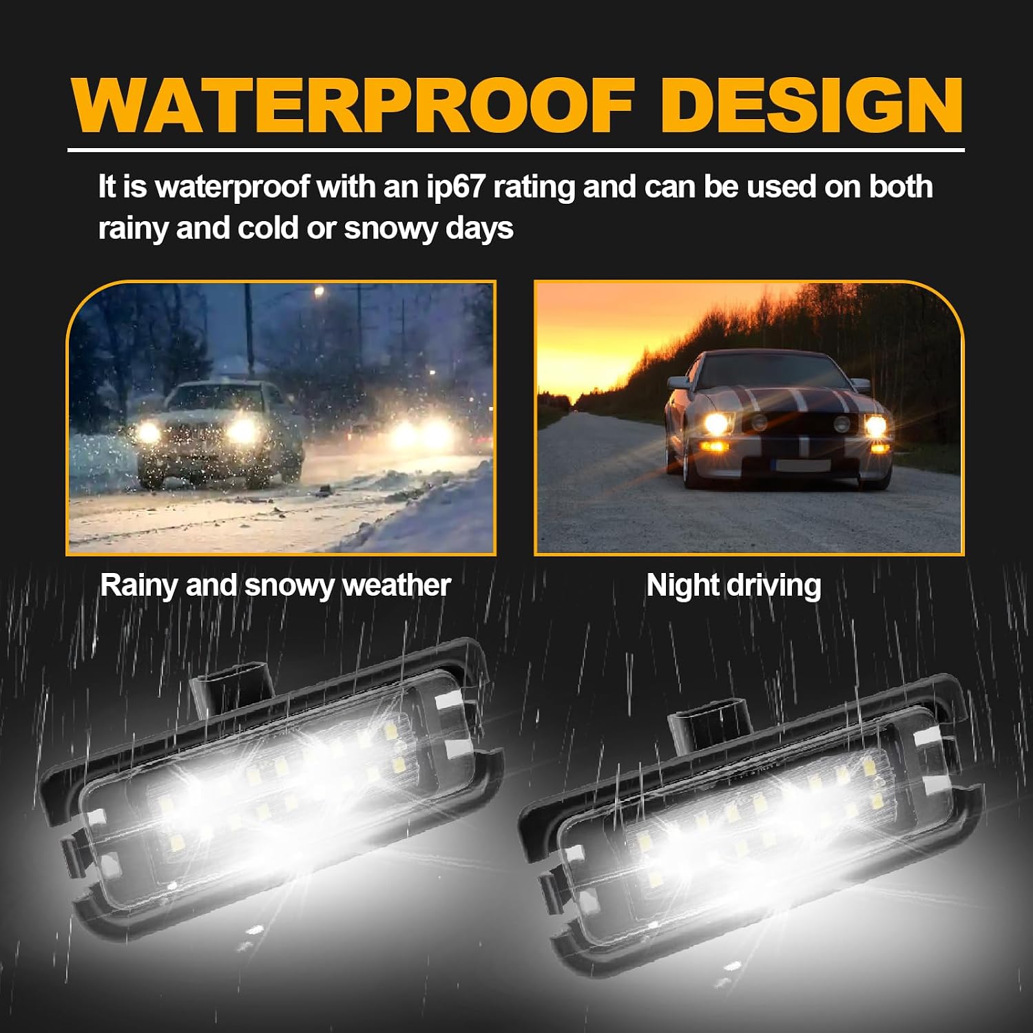 2PCS LED License Plate Light Compatible With Ford Mustang 2015-2021, 6000K White, Replace #FR3Z13550A