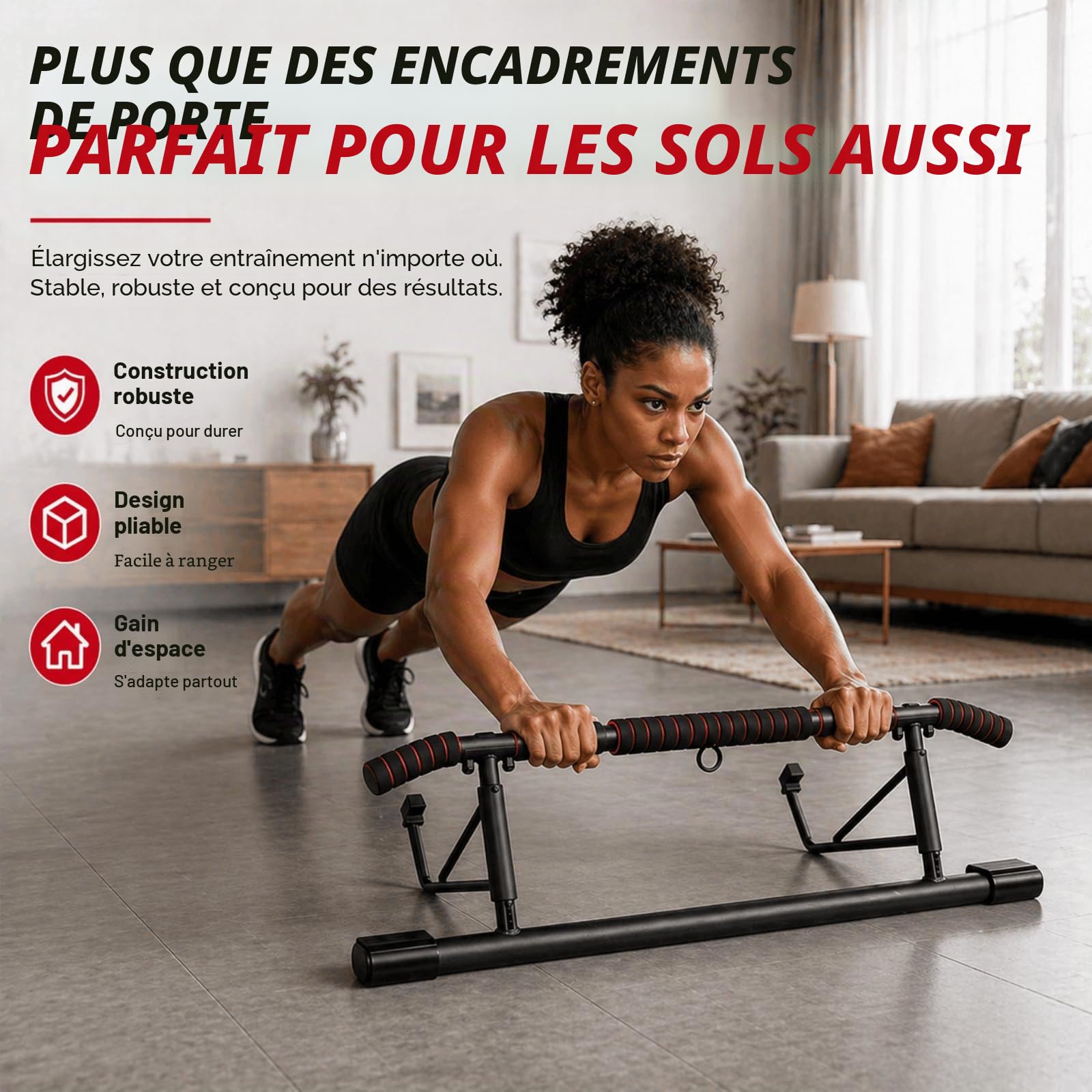 Barre de Traction Porte sans Perçage, Pull Up Bar avec Multi-Prises, Idéale pour Maison & Home Gym Bar de Traction
