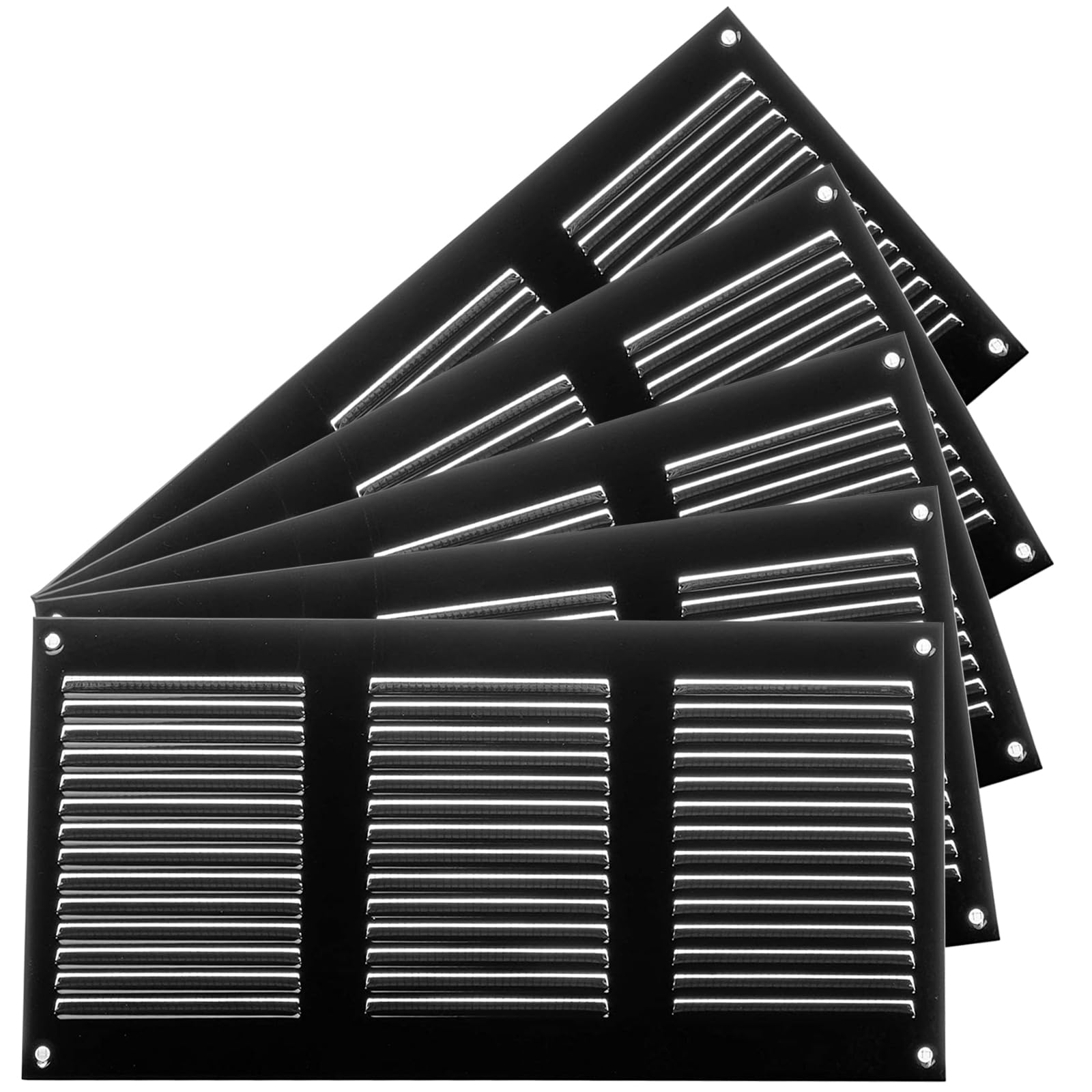 5-Pack 12" x 6" Inch Black Air Vent Cover - Steel Return Air Grilles - for Ceiling and Sidewall - HVAC - with Protection Screen (11.81 x 5.90 Inch, Black)